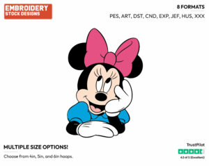 Minnie's Face - Disney's Minnie Mouse - Embroidery Design in 3 sizes & 8 formats