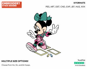 Young Minnie Playing Hopscotch - Disney's Minnie Mouse - Embroidery Design in 3 sizes & 8 formats