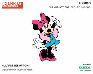 Minnie The Movie Star Wearing Feather Boa - Disney's Minnie Mouse - Embroidery Design in 3 sizes & 8 formats