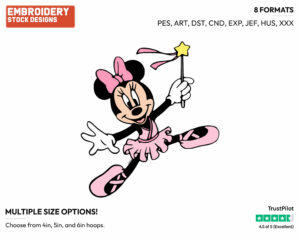 Ballerina Minnie Mouse Leaping - Disney's Minnie Mouse - Embroidery Design in 3 sizes & 8 formats