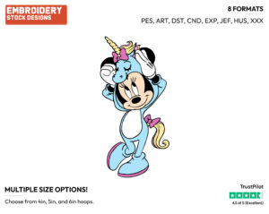 Minnie Mouse Wearing Unicorn Costume - Disney's Minnie Mouse - Embroidery Design in 3 sizes & 8 formats