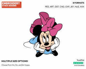Cute Minnie - Disney's Minnie Mouse - Embroidery Design in 3 sizes & 8 formats