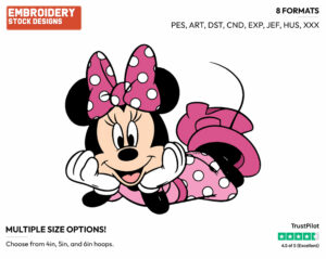 Cute Minnie - Disney's Minnie Mouse - Embroidery Design in 3 sizes & 8 formats