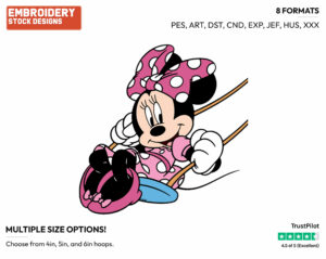 On A Swing - Disney's Minnie Mouse - Embroidery Design in 3 sizes & 8 formats