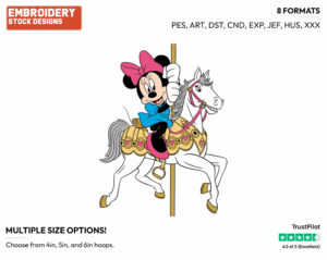 On Merry-Go-Round Horse - Disney's Minnie Mouse - Embroidery Design in 3 sizes & 8 formats