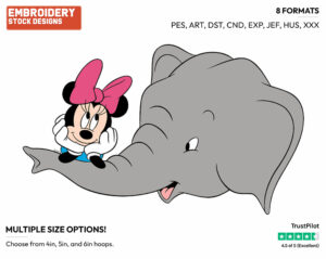 Minnie Mouse, Elephant - Disney's Minnie Mouse - Embroidery Design in 3 sizes & 8 formats