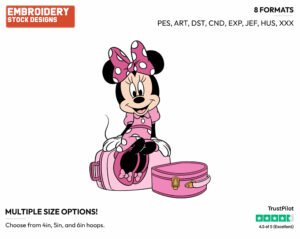 Sitting On Luggage - Disney's Minnie Mouse - Embroidery Design in 3 sizes & 8 formats
