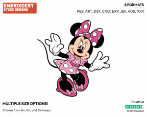 Minnie In Pink - Disney's Minnie Mouse - Embroidery Design in 3 sizes & 8 formats