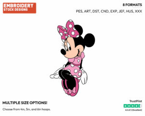 Minnie In Pink - Disney's Minnie Mouse - Embroidery Design in 3 sizes & 8 formats