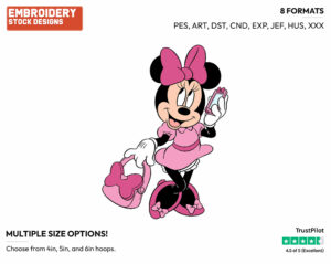 Minnie On The Phone - Disney's Minnie Mouse - Embroidery Design in 3 sizes & 8 formats