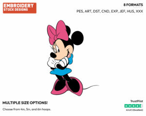 Arms Crossed - Disney's Minnie Mouse - Embroidery Design in 3 sizes & 8 formats