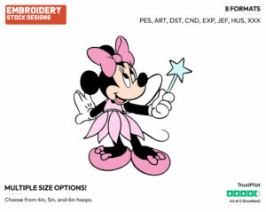 Fairy Minnie Mouse - Disney's Minnie Mouse - Embroidery Design in 3 sizes & 8 formats