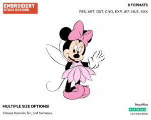 Fairy Minnie Mouse - Disney's Minnie Mouse - Embroidery Design in 3 sizes & 8 formats