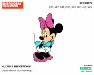 Bending Down With Hands On Knees - Disney's Minnie Mouse - Embroidery Design in 3 sizes & 8 formats