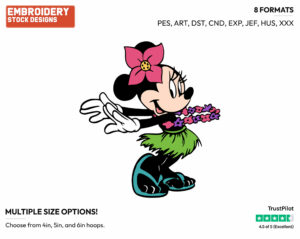 Hula Dancing - Disney's Minnie Mouse - Embroidery Design in 3 sizes & 8 formats