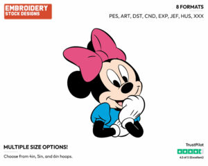 Minnie's Smiling Face - Disney's Minnie Mouse - Embroidery Design in 3 sizes & 8 formats