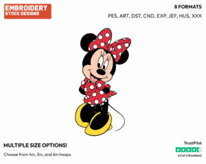 Minnie In Red With Hands Behind Back - Disney's Minnie Mouse - Embroidery Design in 3 sizes & 8 formats