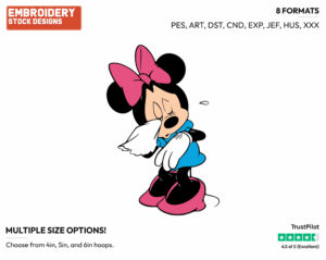 Crying - Disney's Minnie Mouse - Embroidery Design in 3 sizes & 8 formats