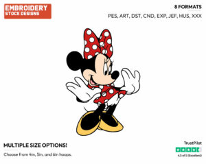 Minnie Mouse In Red Polka Dot Dress - Disney's Minnie Mouse - Embroidery Design in 3 sizes & 8 formats