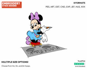 Signing Her Name In Cement - Disney's Minnie Mouse - Embroidery Design in 3 sizes & 8 formats