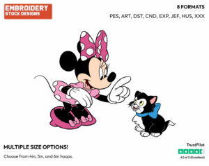 Minnie, Figaro - Disney's Minnie Mouse - Embroidery Design in 3 sizes & 8 formats