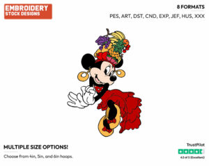 Wearing Exotic Fruit Hat - Disney's Minnie Mouse - Embroidery Design in 3 sizes & 8 formats