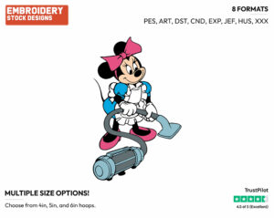 Vacuuming - Disney's Minnie Mouse - Embroidery Design in 3 sizes & 8 formats
