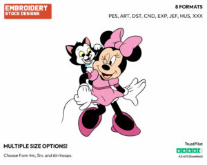 Minnie Mouse, Figaro - Disney's Minnie Mouse - Embroidery Design in 3 sizes & 8 formats