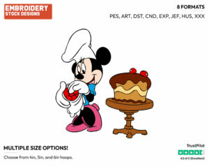Decorating Cake - Disney's Minnie Mouse - Embroidery Design in 3 sizes & 8 formats