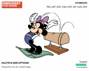 Gymnast Minnie - Disney's Minnie Mouse - Embroidery Design in 3 sizes & 8 formats