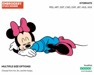 Sleeping - Disney's Minnie Mouse - Embroidery Design in 3 sizes & 8 formats