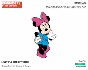 Minnie Blowing A Kiss - Disney's Minnie Mouse - Embroidery Design in 3 sizes & 8 formats