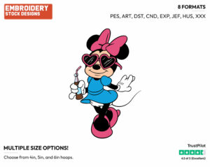 Drinking A Soda - Disney's Minnie Mouse - Embroidery Design in 3 sizes & 8 formats