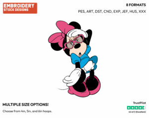 Tired - Disney's Minnie Mouse - Embroidery Design in 3 sizes & 8 formats