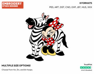 Minnie Mouse, Zebra - Disney's Minnie Mouse - Embroidery Design in 3 sizes & 8 formats