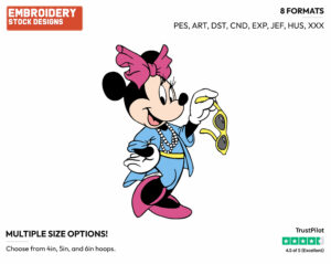 Fashionable Sunglasses - Disney's Minnie Mouse - Embroidery Design in 3 sizes & 8 formats
