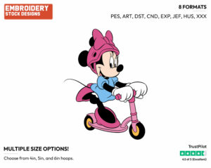 Wearing Sunglasses - Disney's Minnie Mouse - Embroidery Design in 3 sizes & 8 formats