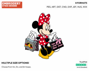 Shopping - Disney's Minnie Mouse - Embroidery Design in 3 sizes & 8 formats