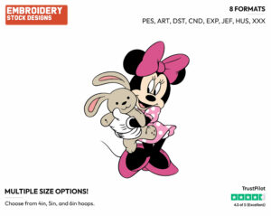 Minnie Mouse, Stuffed Rabbit - Disney's Minnie Mouse - Embroidery Design in 3 sizes & 8 formats