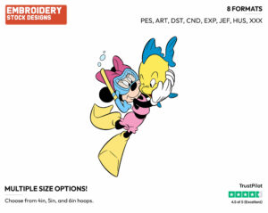 Snorkeling - Disney's Minnie Mouse - Embroidery Design in 3 sizes & 8 formats