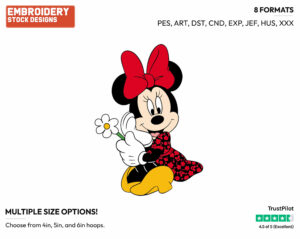 Minnie Mouse, Flower - Disney's Minnie Mouse - Embroidery Design in 3 sizes & 8 formats