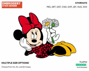 Minnie Mouse, Flowers - Disney's Minnie Mouse - Embroidery Design in 3 sizes & 8 formats