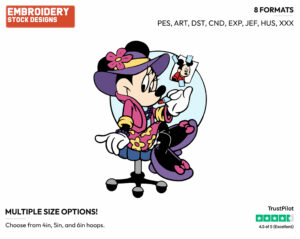 Sitting In Makeup Chair - Disney's Minnie Mouse - Embroidery Design in 3 sizes & 8 formats