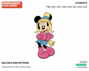 In Winter - Disney's Minnie Mouse - Embroidery Design in 3 sizes & 8 formats