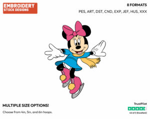Skating - Disney's Minnie Mouse - Embroidery Design in 3 sizes & 8 formats
