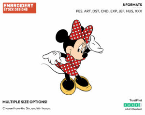 Wearing Polka Dot Dress - Disney's Minnie Mouse - Embroidery Design in 3 sizes & 8 formats
