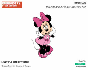 Cute - Disney's Minnie Mouse - Embroidery Design in 3 sizes & 8 formats