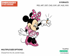 Wearing Diamond Ring - Disney's Minnie Mouse - Embroidery Design in 3 sizes & 8 formats