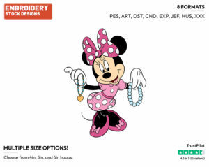 Holding Necklaces - Disney's Minnie Mouse - Embroidery Design in 3 sizes & 8 formats