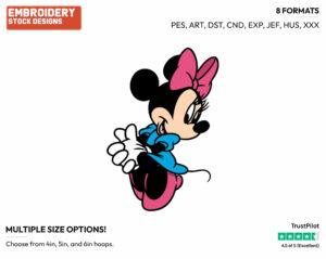 Sitting Down - Disney's Minnie Mouse - Embroidery Design in 3 sizes & 8 formats